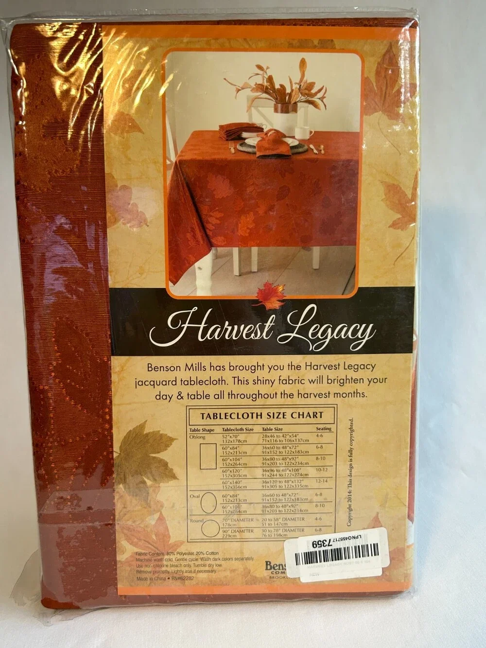 Benson Mills Harvest Legacy Jacquard Tablecloth 60 X 104 Oblong Rust Orange
